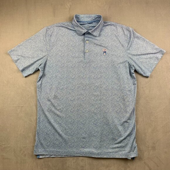 Johnnie-O Mens Shirt Large Liberty Blue Lenox Polo Prep-Formance Popcorn Kernels - Picture 1 of 10
